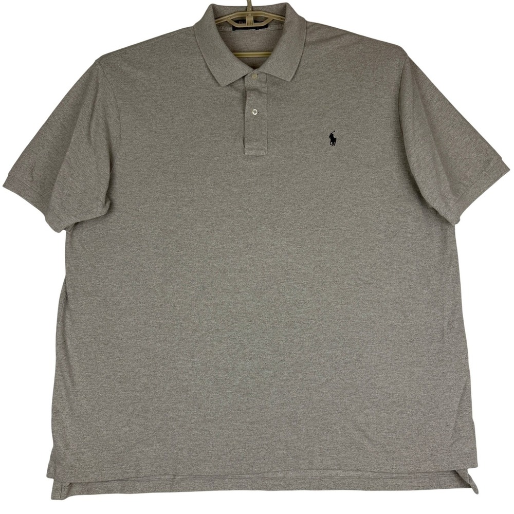 Polo Ralph Lauren Polo Shirt Mens 3XB Big & Tall Gray Cotton Pony Logo Classic